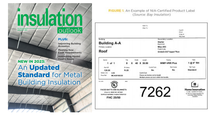 Sample NIA Certification Label for Faced Metal Building Insulation